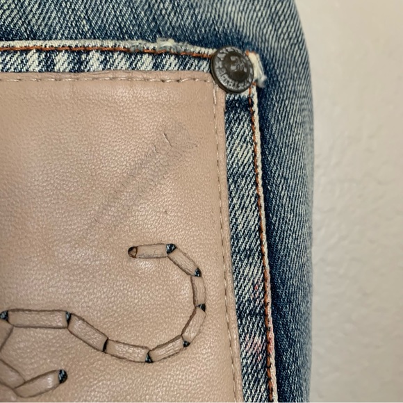 MVX Tribe | Size 27 Leather Jean USA Design 100% Cotton Leather Trim Boho Cowboy - Picture 11 of 15